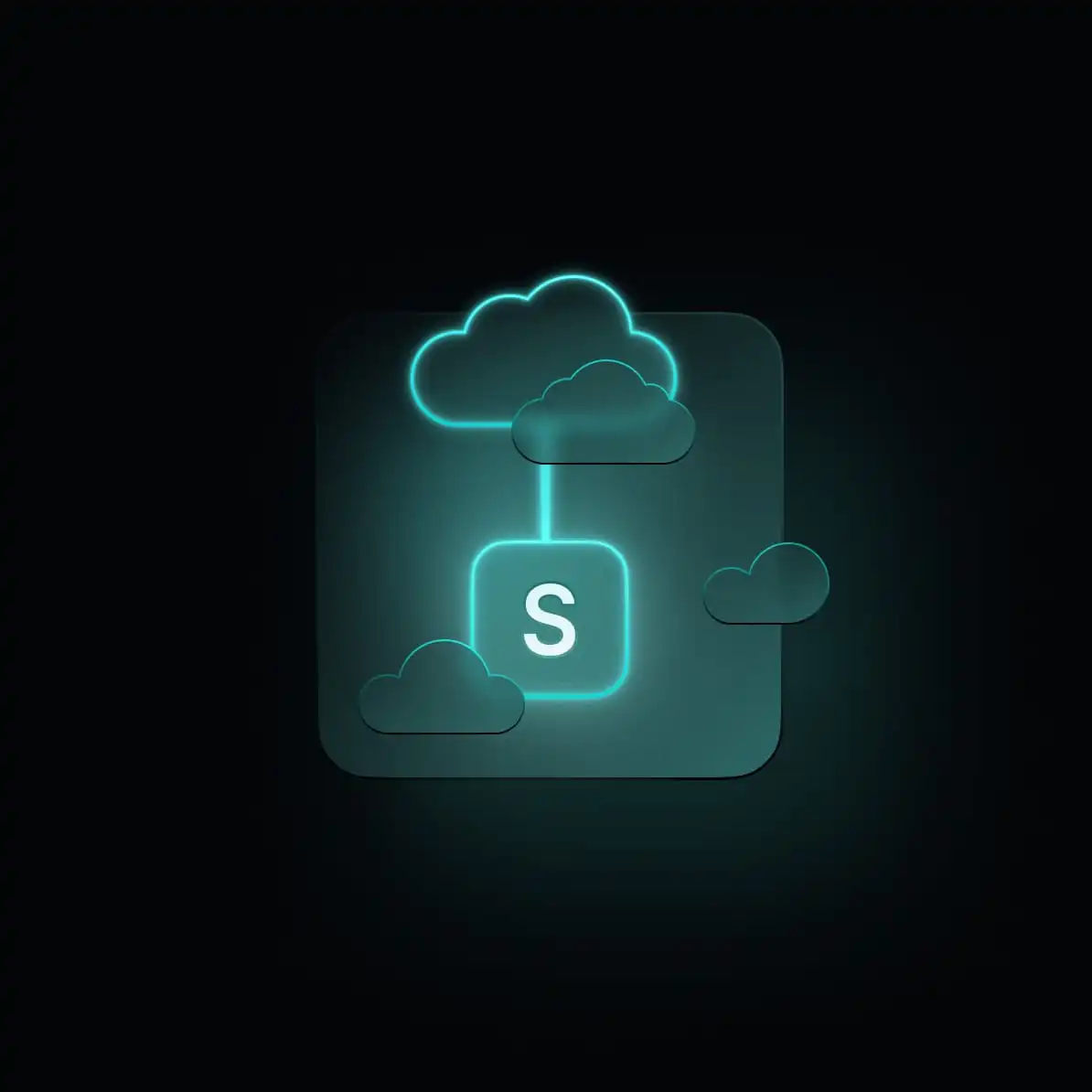 Leuchtendes S-Icon mit Cloud-Symbolen