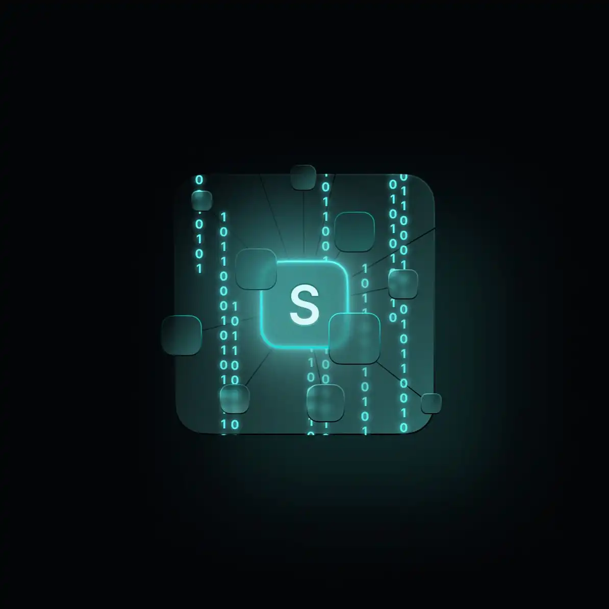 Leuchtendes S-Icon mit Daten